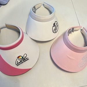 Ladies golf visors Bridgestone pink white Arnold Palmer